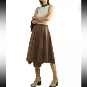 NWT / 7 For All Mankind Asymmetrical  hem, faux leather midi skirt - Size L